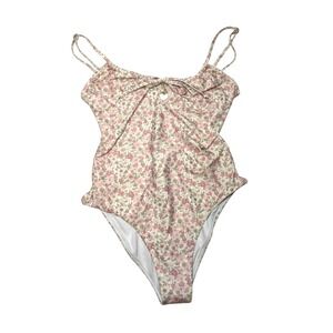 Rhythm Womens Floral One‎ Piece Swimsuit Pink Cream Sage Green Size Medium